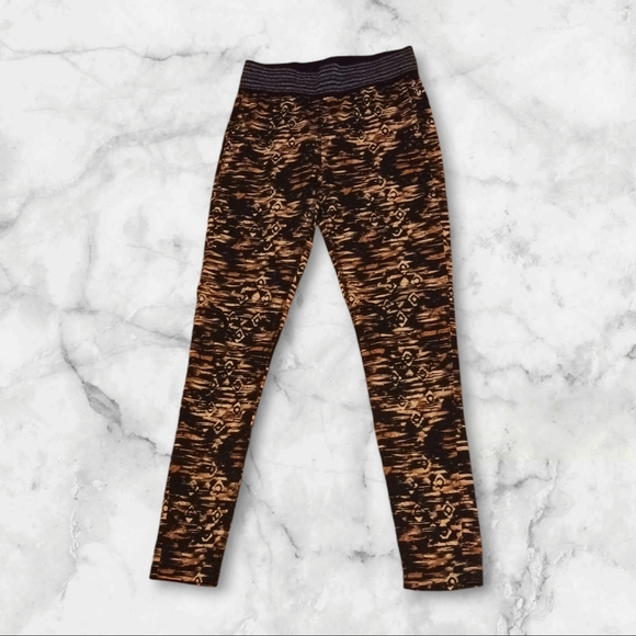 FP Movement Free People Leggings Ladies XS Brown Black Abstract Straight Leg - Picture 1 of 7